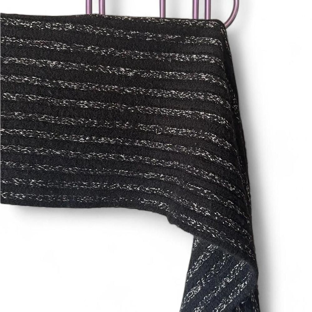 Black and Silver Scarf With Tassels
